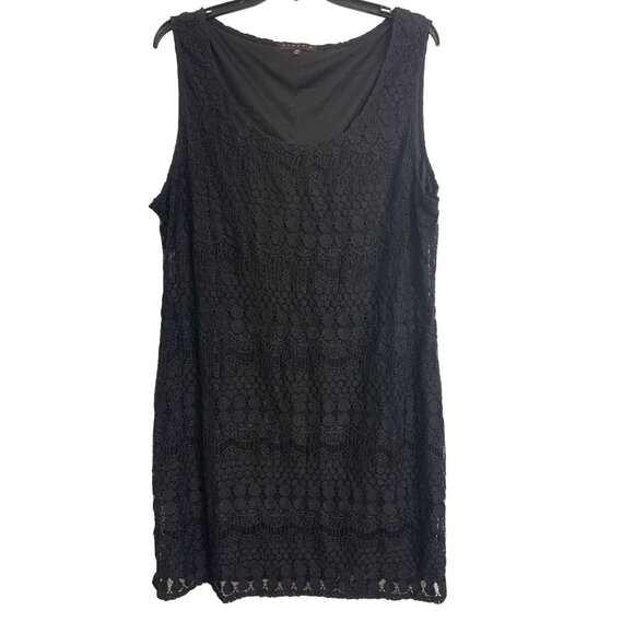 Tiana B. XXL Lace Scoop Neck Midi Sheath Dress Boho Grunge Black - Picture 1 of 9